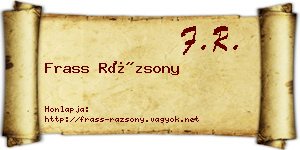 Frass Rázsony névjegykártya